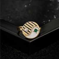Fashion Oil Drop Copper Inlaid Zircon Tai Chi Gossip Ring main image 3