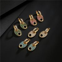 Retro Electroplated Copper Micro-inlaid Zircon Earrings main image 1