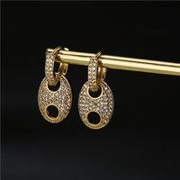 Retro Electroplated Copper Micro-inlaid Zircon Earrings main image 3