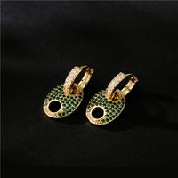 Retro Electroplated Copper Micro-inlaid Zircon Earrings main image 4