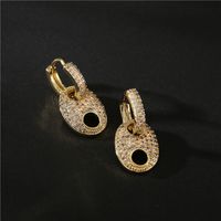 Retro Electroplated Copper Micro-inlaid Zircon Earrings main image 5