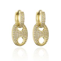 Retro Electroplated Copper Micro-inlaid Zircon Earrings main image 6