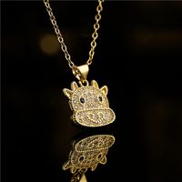 Fashion Copper Micro-inlaid Zircon Cute Baby Cow Pendant Necklace main image 3