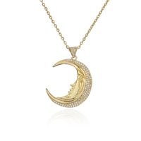 Fashion Copper Micro-inlaid Zircon Large Moon Pendant Necklace main image 6