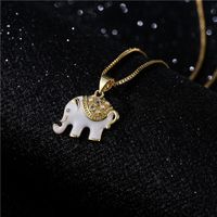 Fashion Black And White Two-color Oily Elephant Pendant Necklace main image 4