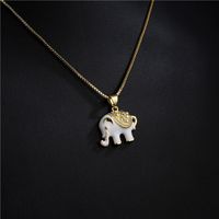 Fashion Black And White Two-color Oily Elephant Pendant Necklace main image 5