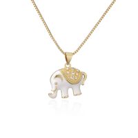 Fashion Black And White Two-color Oily Elephant Pendant Necklace main image 6