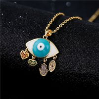 Fashion Blue And White Two-color Oil Dripping Devil's Eye Zircon Necklace main image 1