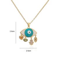Fashion Blue And White Two-color Oil Dripping Devil's Eye Zircon Necklace main image 5