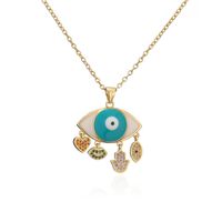 Fashion Blue And White Two-color Oil Dripping Devil's Eye Zircon Necklace main image 6