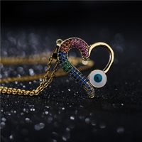 Fashion Copper Micro-inlaid Color Zirconium Heart Shape Oil Dripping Devil's Eye Pendant Necklace main image 1
