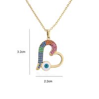Fashion Copper Micro-inlaid Color Zirconium Heart Shape Oil Dripping Devil's Eye Pendant Necklace main image 4