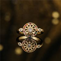 Retro Sun Geometric Copper Micro-inlaid Ring main image 2