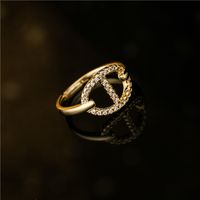 Simple Copper Micro-inlaid Zircon Pig Nose Shape Open Ring main image 5