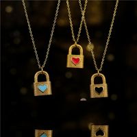 Fashion Dripping Oil Heart Shape Lock Pendant Necklace main image 1