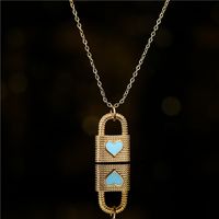 Fashion Dripping Oil Heart Shape Lock Pendant Necklace main image 3