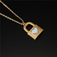 Fashion Dripping Oil Heart Shape Lock Pendant Necklace main image 5