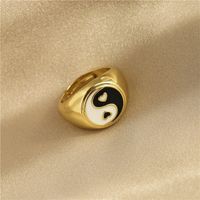 Simple Chinese Style Color Dripping Heart Tai Chi Ring main image 1