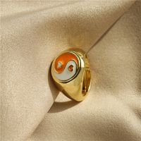 Simple Chinese Style Color Dripping Heart Tai Chi Ring main image 3