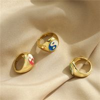 Simple Chinese Style Color Dripping Heart Tai Chi Ring main image 4
