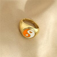 Simple Chinese Style Color Dripping Heart Tai Chi Ring main image 5