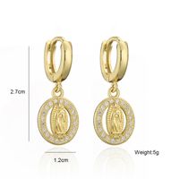 Fashion Classic Virgin Mary Shape Copper Micro-inlaid Earrings main image 5