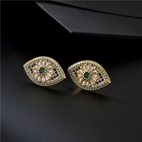 Fashion Copper Micro-inlaid Zircon Eye-shaped Earrings main image 1