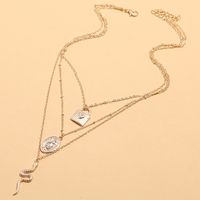 Exaggerated Style Long Multi-layer Metal Snake Portrait Lock Necklace main image 3