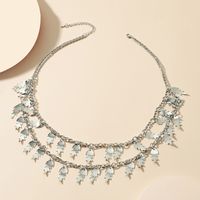 Punk Style Leaf Pendant Clavicle Chain Multilayer Necklace main image 4