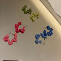 Korean Spray Paint Asymmetrical Color Earrings main image 6