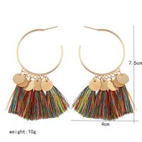 Bohemian Round Piece Colorful Wire Pendant Tassel Earrings main image 6