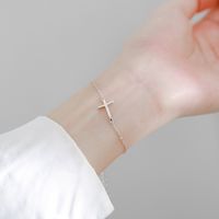 Simple Silver Plated Cross Adjustable Bracelet main image 1