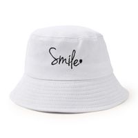 Korean Style Cute Embroidered Letter Heart Wide-brimmed Sun-shading Basin Hat sku image 2