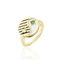 Fashion Oil Drop Copper Inlaid Zircon Tai Chi Gossip Ring sku image 2