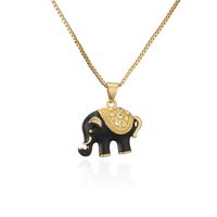 Fashion Black And White Two-color Oily Elephant Pendant Necklace sku image 2