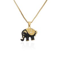 Collier Pendentif Éléphant Huileux Bicolore Noir Et Blanc sku image 2