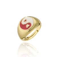 Simple Chinese Style Color Dripping Heart Tai Chi Ring sku image 3