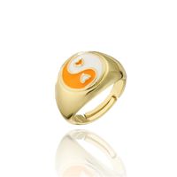 Simple Chinese Style Color Dripping Heart Tai Chi Ring sku image 4