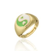 Simple Chinese Style Color Dripping Heart Tai Chi Ring sku image 5