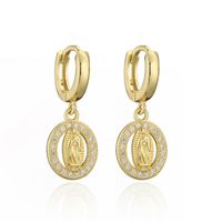 Fashion Classic Virgin Mary Shape Copper Micro-inlaid Earrings sku image 1