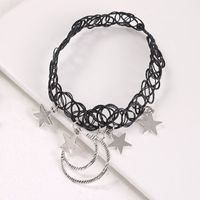 Creative Simple Star Moon Pendant Elastic Necklace sku image 1