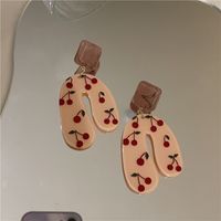 Korean Resin Cherry Fruit Earrings sku image 1