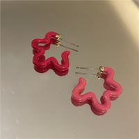 Korean Spray Paint Asymmetrical Color Earrings sku image 1