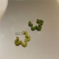 Korean Spray Paint Asymmetrical Color Earrings sku image 2