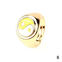 Retro Tai Chi Multi-color Dripping Oil Heart-shaped Ring Wholesale sku image 2