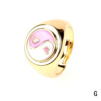 Retro Tai Chi Multi-color Dripping Oil Heart-shaped Ring Wholesale sku image 7