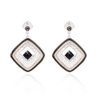 Retro Fashion Diamond Hollow Square Alloy Earrings sku image 3