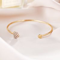 Korean Full Diamond Double Peach Heart Bracelet main image 3