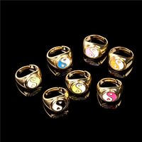 Retro Tai Chi Multi-color Dripping Oil Heart-shaped Ring Wholesale main image 1