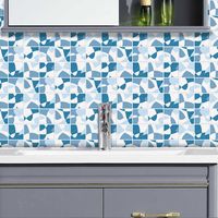 Retro Blue Pattern Lattice Tile Renovation Stickers main image 2